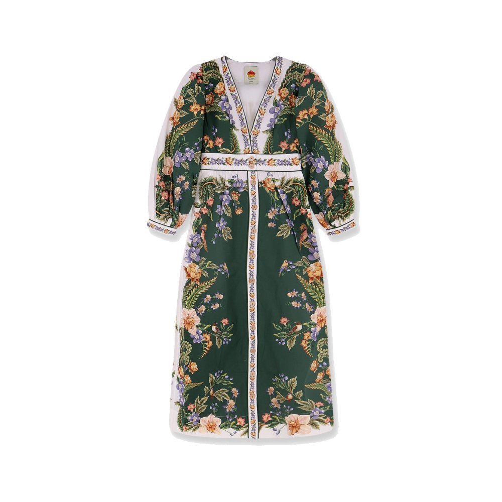 Farm Rio Long cotton dress with floral print Farm Rio Long cotton dress with floral print