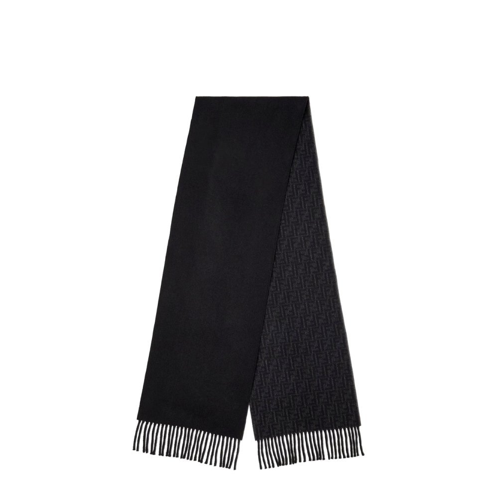 Fendi Black FF Zucca Double-faced wool and cashmere scarf Fendi Black FF Zucca Double-faced wool and cashmere scarf