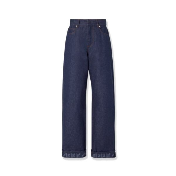 Fendi Blue denim jeans with FF detail on the bottom