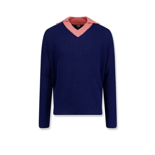 Fendi Cotton sweater with contrasting collar