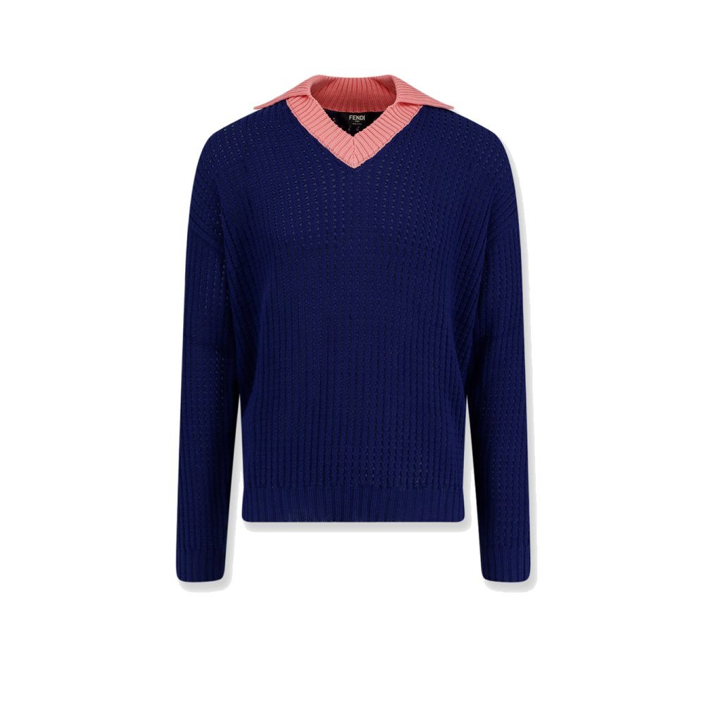 Fendi Cotton sweater with contrasting collar Fendi Cotton sweater with contrasting collar