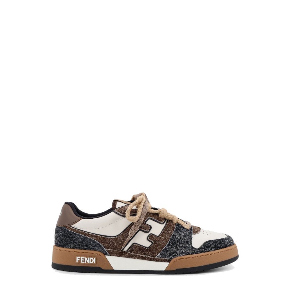 Fendi Sneakers Fendi Match in pelle bianca e suede marrone
