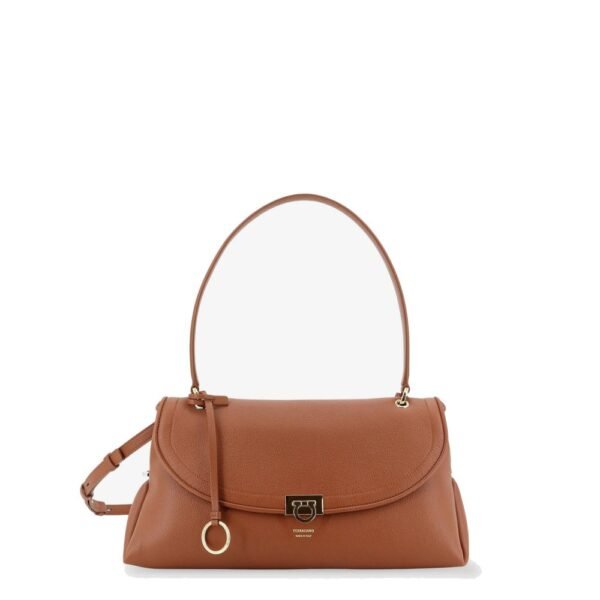 Ferragamo Leather shoulder bag with Gancini detail