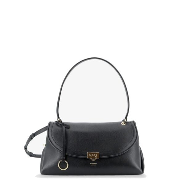 Ferragamo Leather shoulder bag with Gancini detail