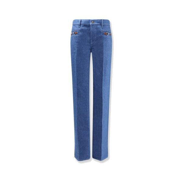 Gucci Cotton jeans with iconic frontal Horsebits
