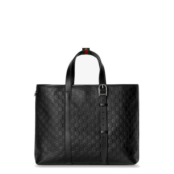 Gucci GG Emblem  leather shopping bag with embossed GG motif