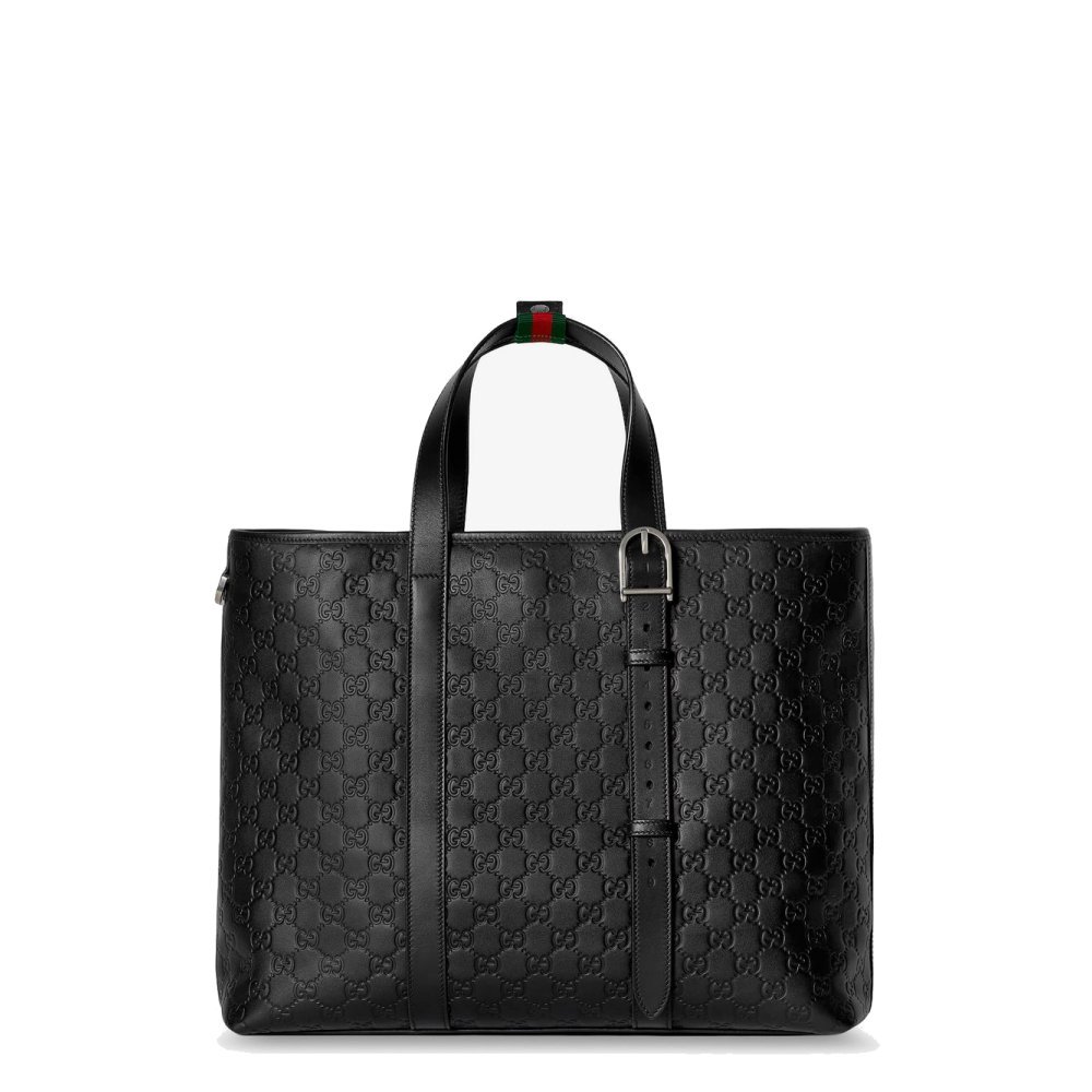 Gucci GG Emblem leather shopping bag with embossed GG motif Gucci GG Emblem leather shopping bag with embossed GG motif