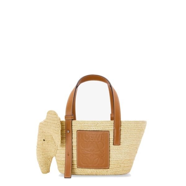 Loewe Elephan rafia and leather handbag