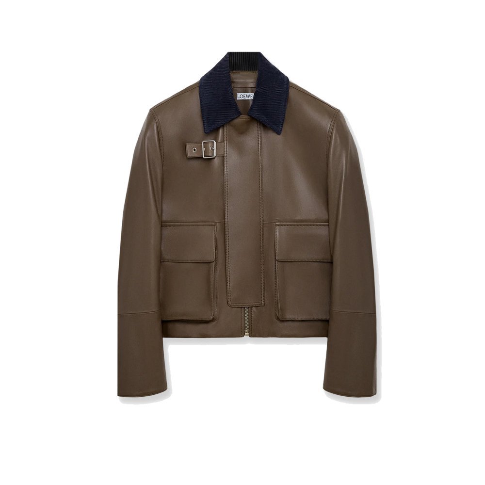 Loewe Lightweight nappa leather short jacket with a corduroy collar Loewe Lightweight nappa leather short jacket with a corduroy collar