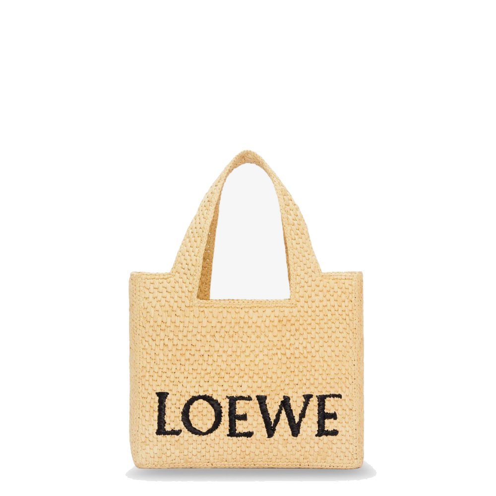 Loewe Paula's Ibiza -Small Loewe Font raffia handbag with embroidered logo on the front Loewe Paula's Ibiza -Small Loewe Font raffia handbag with embroidered logo on the front