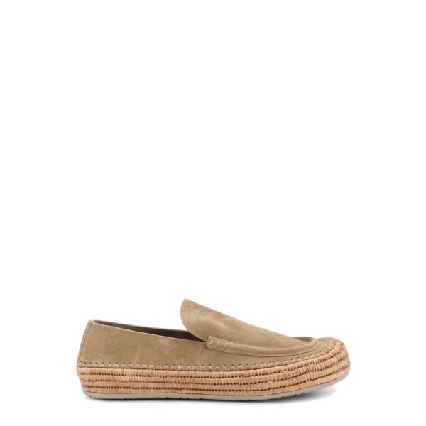 Loewe Rio suede and raffia loafers