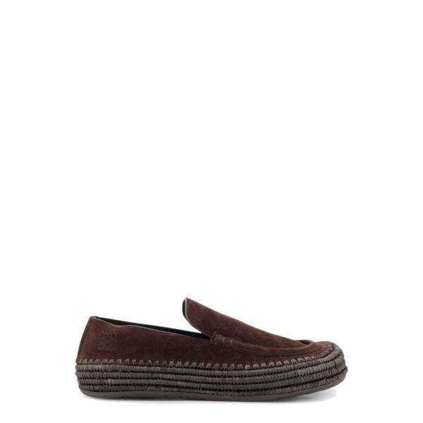 Loewe Rio suede and raffia loafers