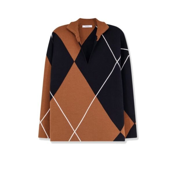 Max Mara Mxmsala argyle pattern virgin wool sweater