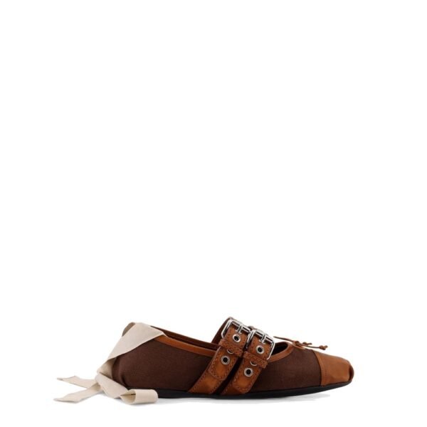 Miu Miu Canvas and leather blend ballerinas