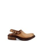 Miu Miu Foule Leather Sabot Sandals