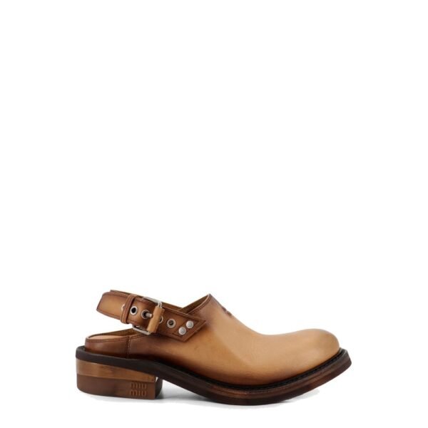 Miu Miu Foule Leather Sabot Sandals
