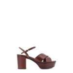 Miu Miu Leather heeled sandals with engraved logo on the side