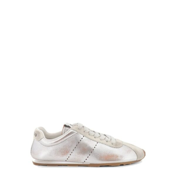 Miu Miu Plume vintage silver leather sneakers