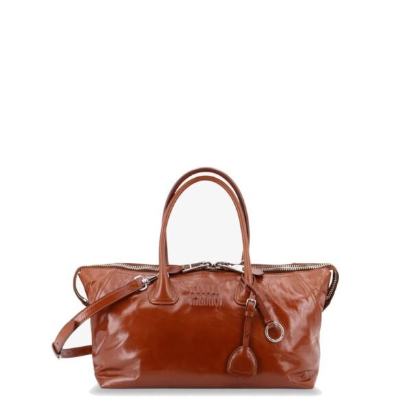 Miu Miu Shiny leather handbag with front lettering logo