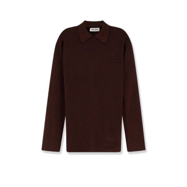Miu Miu Wool polo shirt with embroidered logo on the front