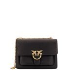 Pinko Leather shoulder bag with metal love birds buckle