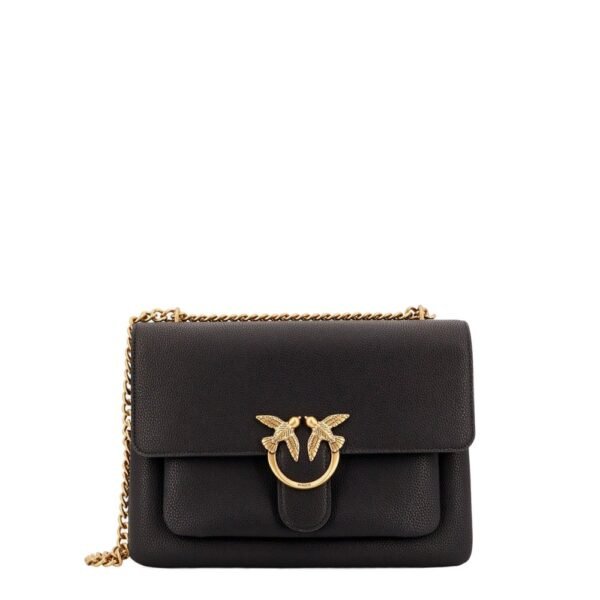 Pinko Leather shoulder bag with metal love birds buckle