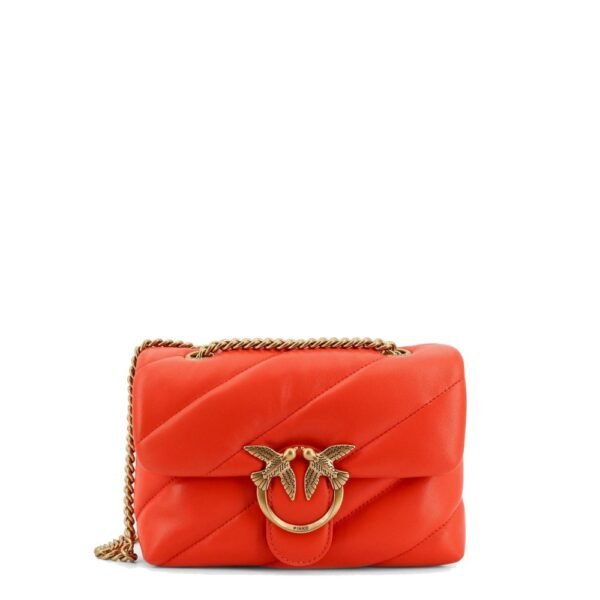 Pinko Matelassé leather shoulder bag with iconic love birds buckle