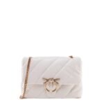 Pinko Matelassé leather shoulder bag with iconic love birds buckle