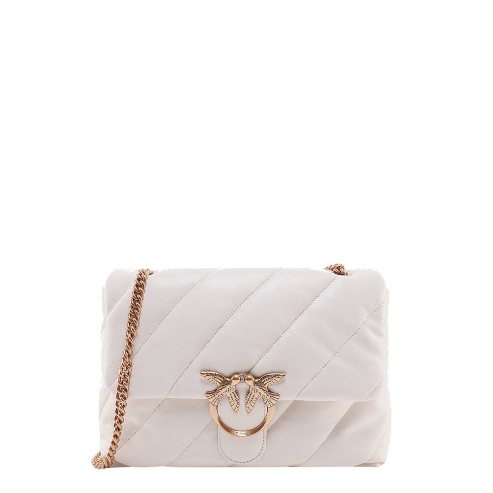 Pinko Matelassé leather shoulder bag with iconic love birds buckle Pinko Matelassé leather shoulder bag with iconic love birds buckle