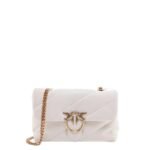 Pinko Matelassé leather shoulder bag with iconic love birds buckle