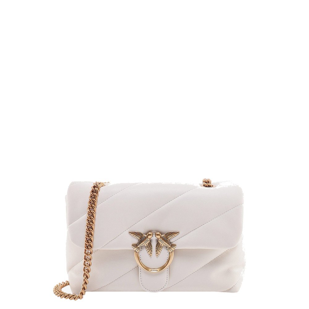 Pinko Matelassé leather shoulder bag with iconic love birds buckle Pinko Matelassé leather shoulder bag with iconic love birds buckle