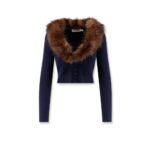 Self-portrait Cardigan with faux fur profile