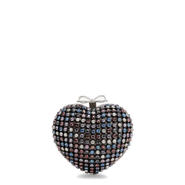 Self-portrait Crystal heart clutch bag