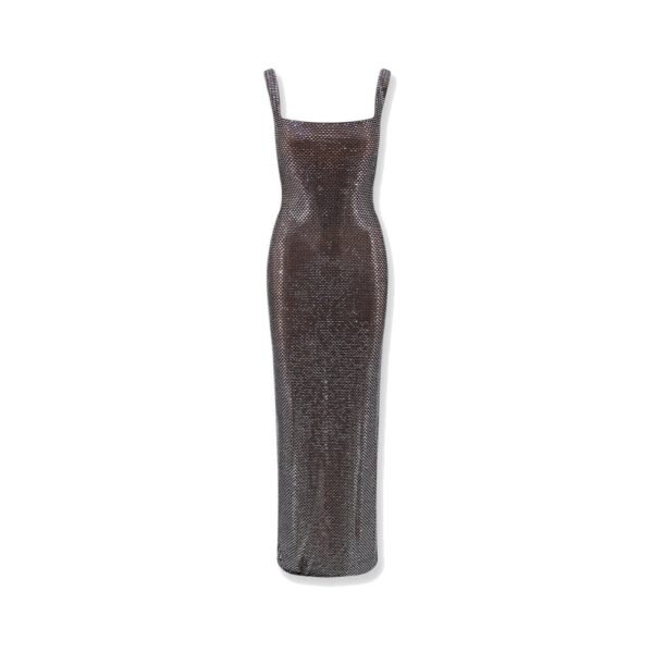 Self-portrait Long dress with all-over rhinestones