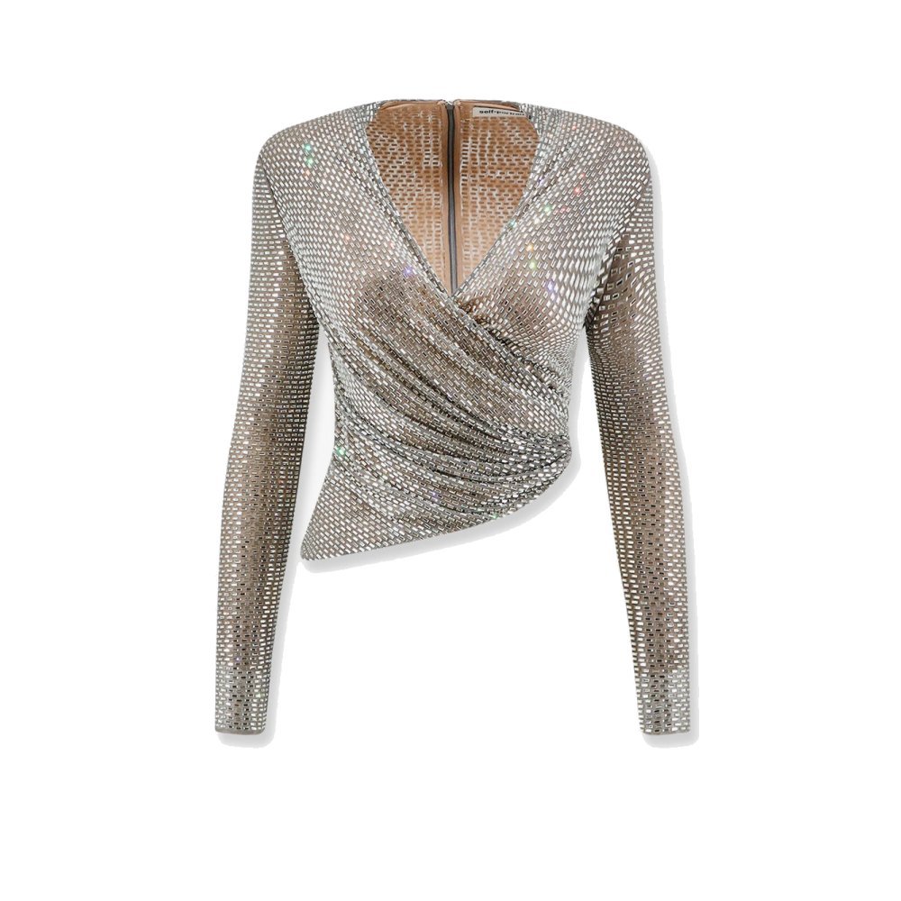Self-portrait Mesh top with all-over rhinestones Self-portrait Mesh top with all-over rhinestones
