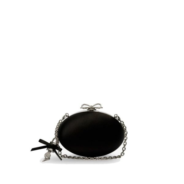 Self-portrait Oval satin clutch bag