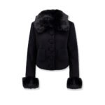Self-portrait Wool blend blazer with faux fur details