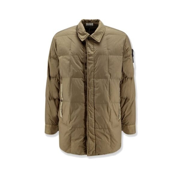 Stone Island Garment Dyed Crinkle Reps NY recycled nylon down jacket with side logo patch