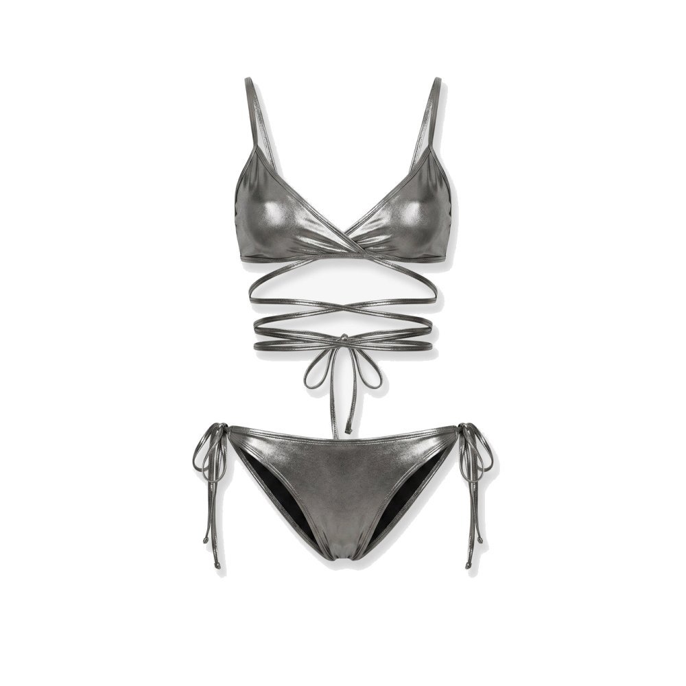 The Attico The Attico Il Primo Bagno lycra bikini with a metallic effect The Attico The Attico Il Primo Bagno lycra bikini with a metallic effect