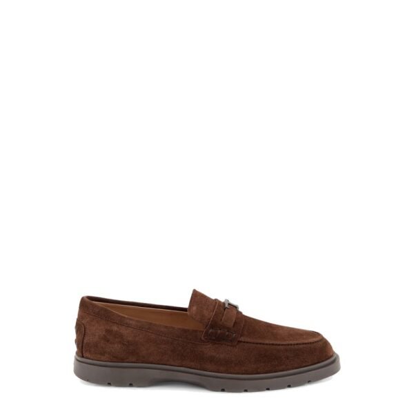 TOD'S Suede loafers with metal logo