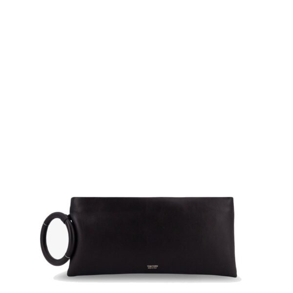 Tom Ford Aura leather clutch bag with lettering logo on the front