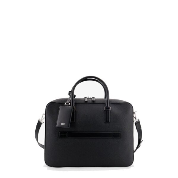 Tom Ford Leather work bag with front lettering logo