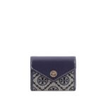 Tory Burch T Monogram Envelope leather and T monogram fabric wallet