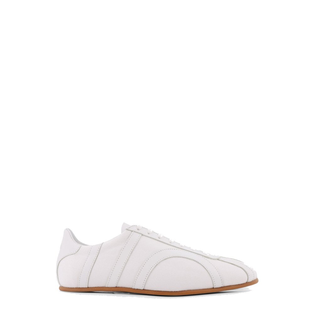Toteme Canvas low-top sneakers with leather profiles Toteme Canvas low-top sneakers with leather profiles