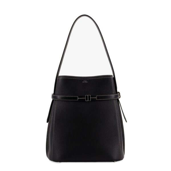 Toteme Hammered leather bucket bag with strap on the front