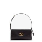 Valentino Garavani DeVain Leather Shoulder Bag with Metal VLogo Signature