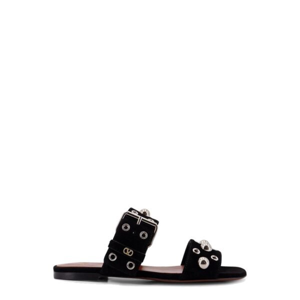 Valentino Garavani Suede sandals with side metal VLogo