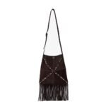 Valentino Garavani Suede shoulder bag with fringes and metal details