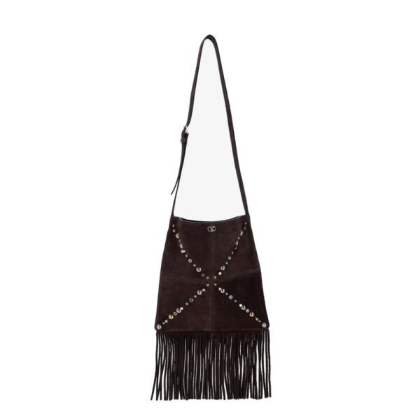 Valentino Garavani Suede shoulder bag with fringes and metal details